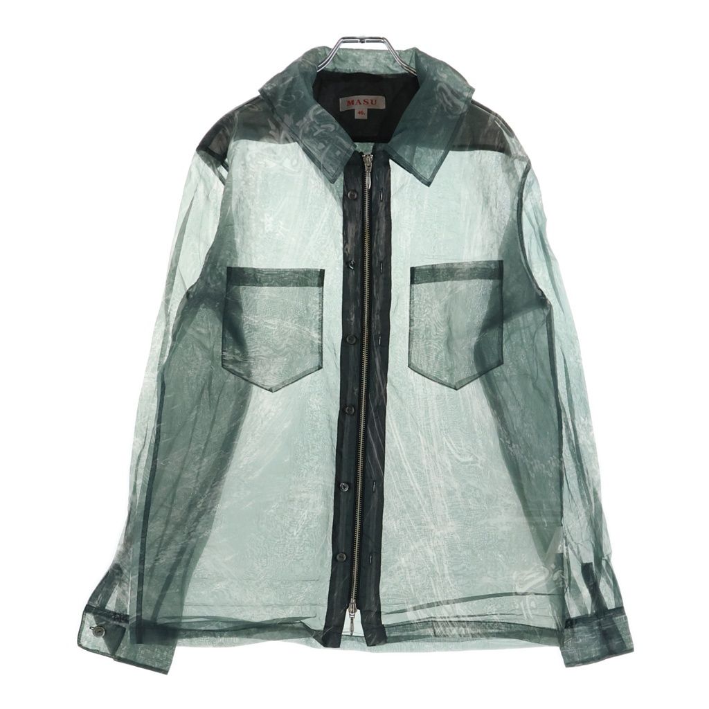 MASU エムエーエスユー 22SS ZIP-UP MARBLE BANDANA SHIRT ジップアップ マーブル バンダナ ナイロン長袖シャツ グリーン MVFW-SH0422 MASU (エムエーエスユー) 22SS ZIP-UP MARBLE BANDANA SHIRT ジップ