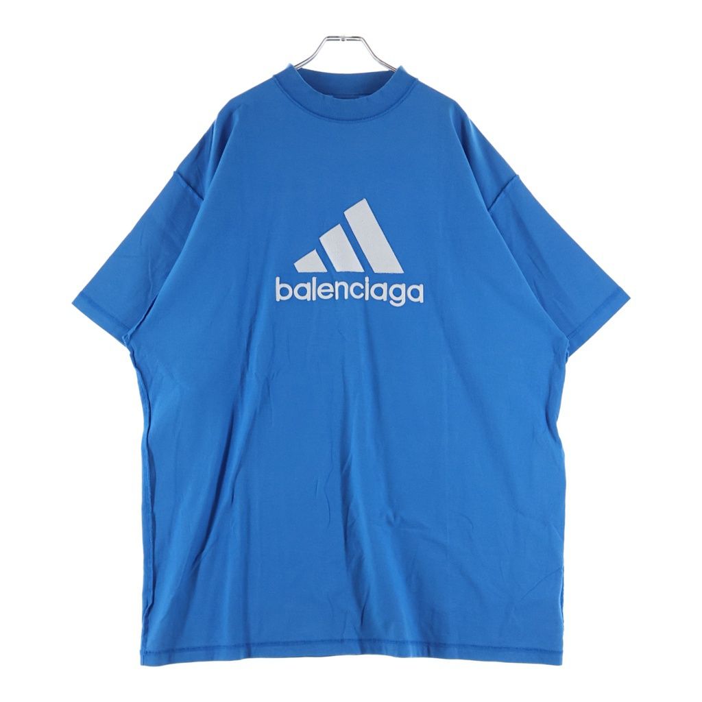 BALENCIAGA (バレンシアガ) 23SS ×adidas BIG LOGO T-SHIRT アディダス ビッグロゴ クルーネック半袖Tシャツ カットソー ブルー 731769 TNVP3