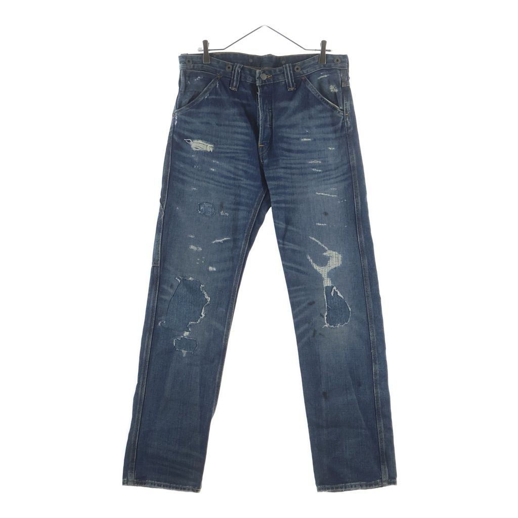 RRL (ダブルアールエル) STRAIGHT FIT BRAYTON DISTRESSED JEANS ストレートフィット ブレイトン ダメージリペア加工 ボタンフライ デニムパンツ インディゴ 782973759001