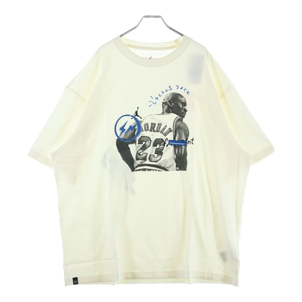NIKE (ナイキ) 21AW ×Cactus Jack ×Fragment Travis Scott DJ0619-133 トラヴィス スコット フラグメント ロゴクルーネック半袖Tシャツカットソー ホワイト