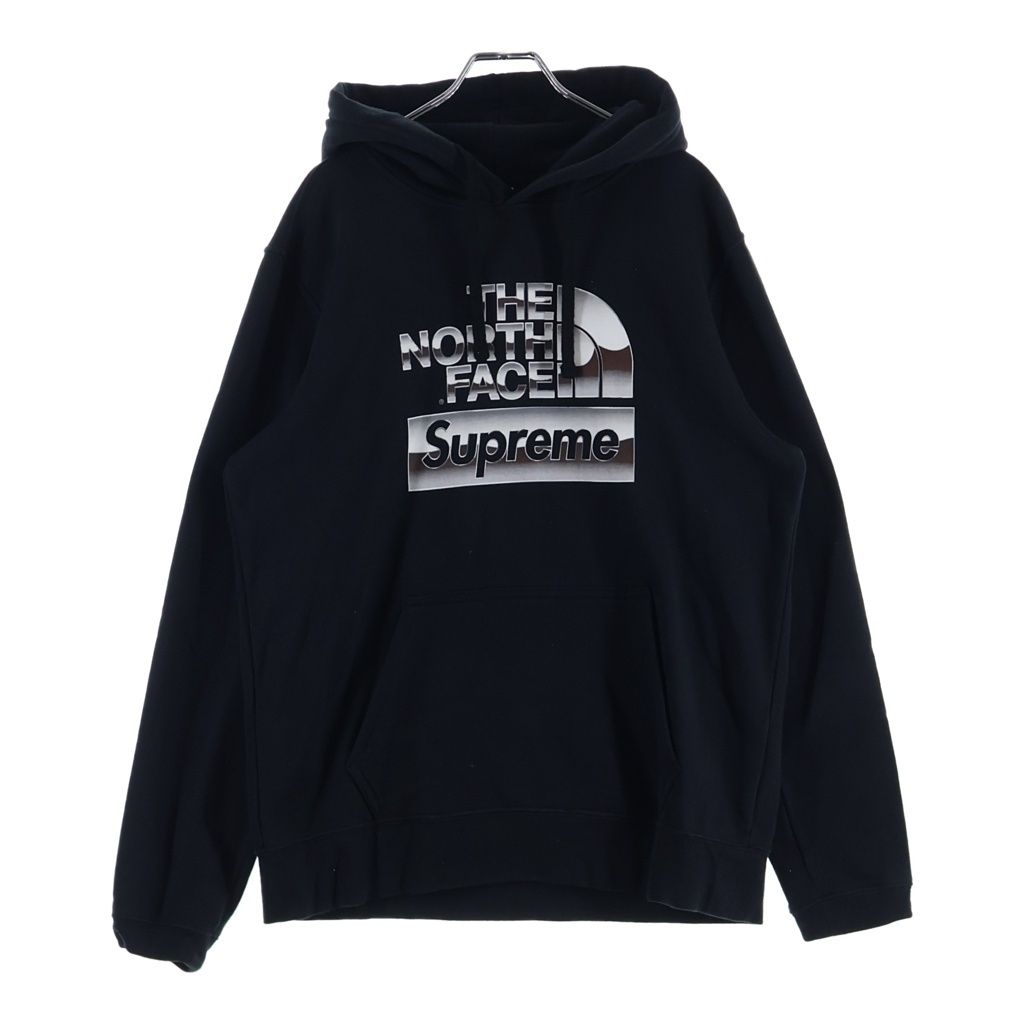 SUPREME (シュプリーム) 18SS ×THE NORTH FACE Metallic Logo Hooded Sweatshirt NT11807I ザノースフェイス メタリックロゴ プルオーバーパーカー フーディー ブラック