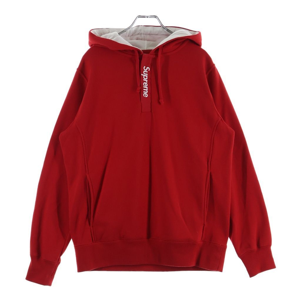 SUPREME (シュプリーム) 16SS Contrast Placket Hooded コントラスト プラケット プルオーバーパーカー フーディー レッド/ホワイト