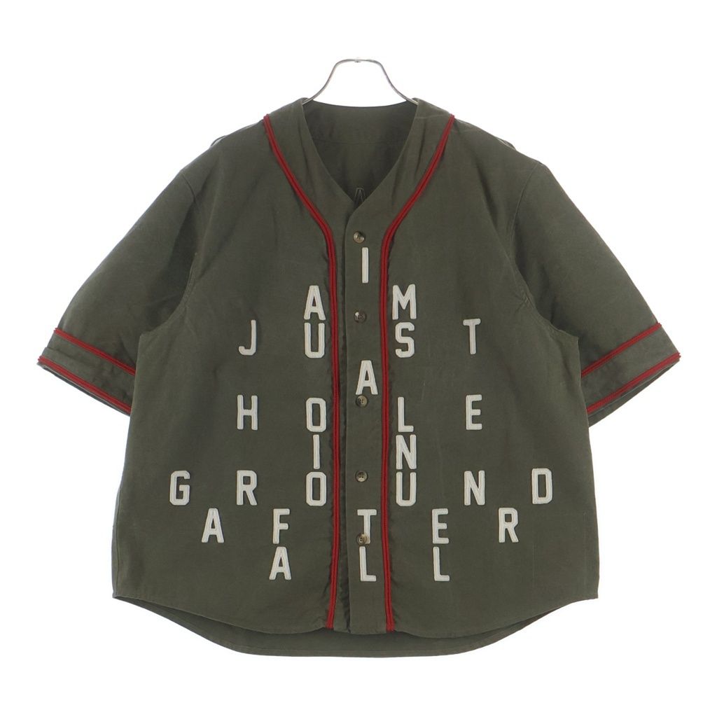 READY MADE (レディメイド) 21AW MILITARY BASEBALL SHIRT コットン ミリタリー ベースボール半袖シャツ カーキ RE-CO-KH-00-00-136