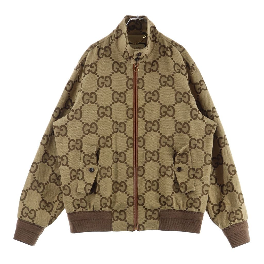 GUCCI (グッチ) 21AW ジャンボGG キャンバス ジップアップジャケット ブルゾン ブラウン 680812