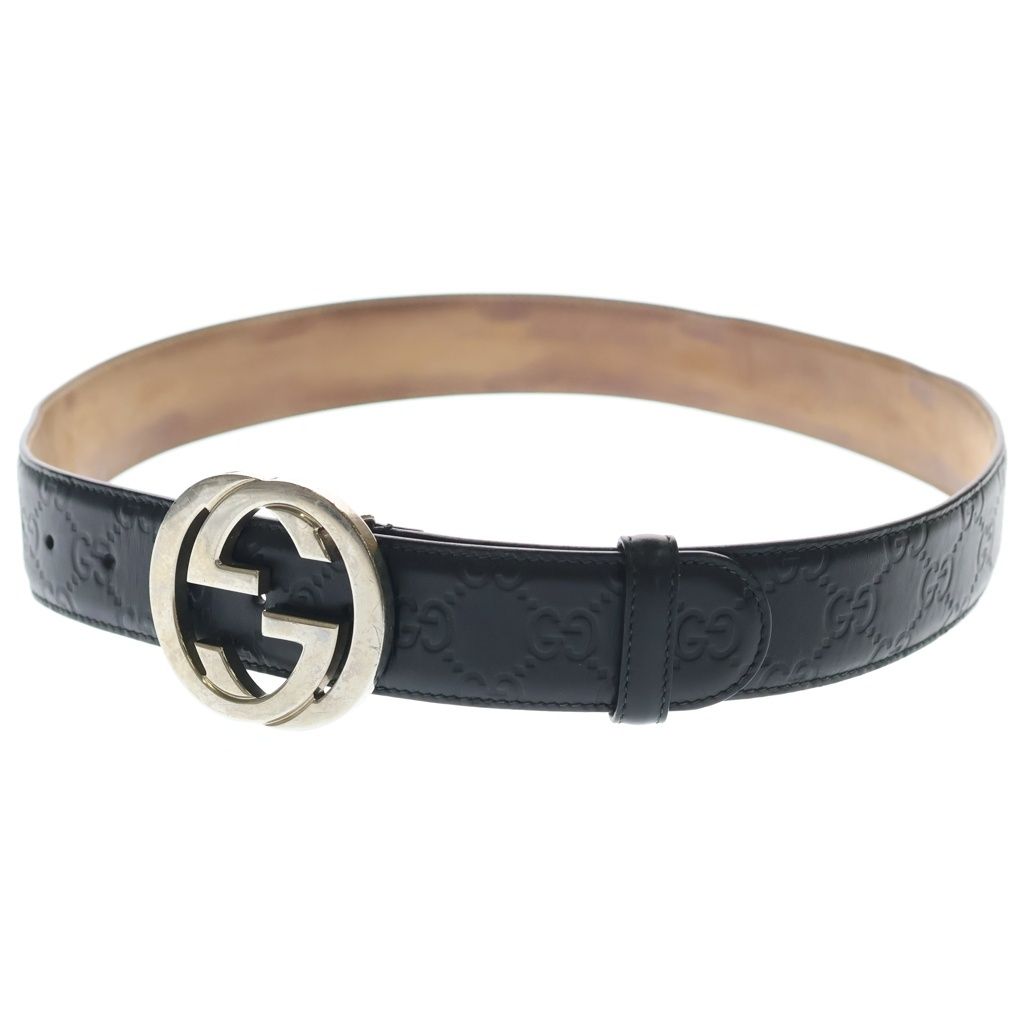 GUCCI (グッチ) インターロッキング ベルト ブラック レザー 411924