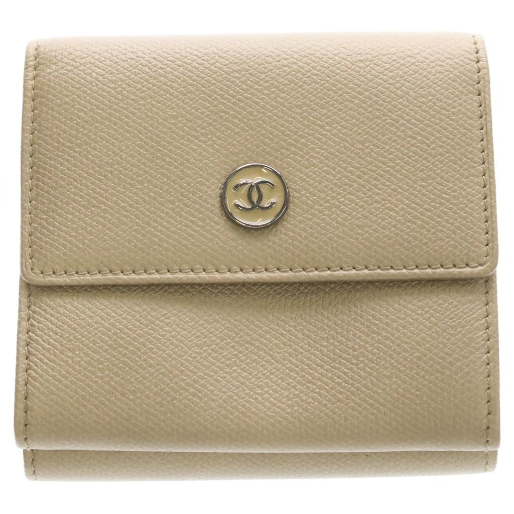 CHANEL (シャネル) ココマーク コンパクトウォレット ゴールド レザー