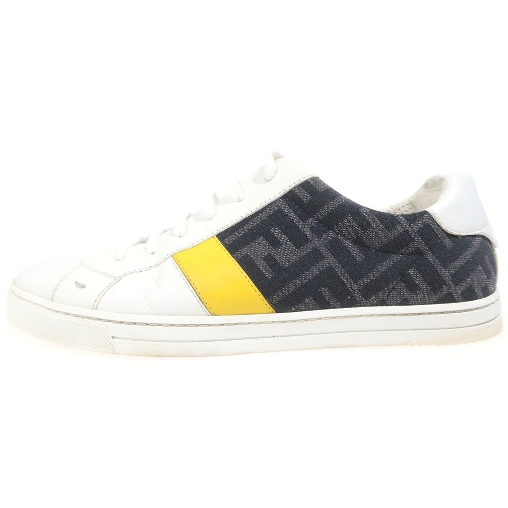 FENDI (フェンディ) ズッカ柄 レザー ローカットスニーカー シューズ 7E1408 ホワイト