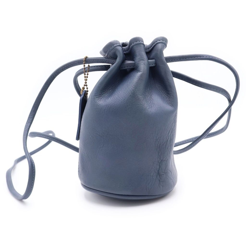 COACH (コーチ) OLD オールド ミニ レザー 巾着バッグ ブルー 4144