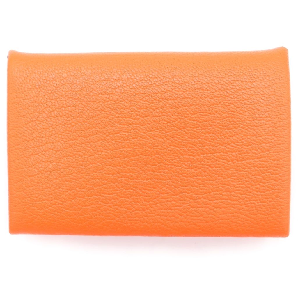 HERMES (エルメス) カルヴィデュオコンパクト 二つ折り財布 コインケース オレンジ ヴォーエプソン A刻印 シルバー金具