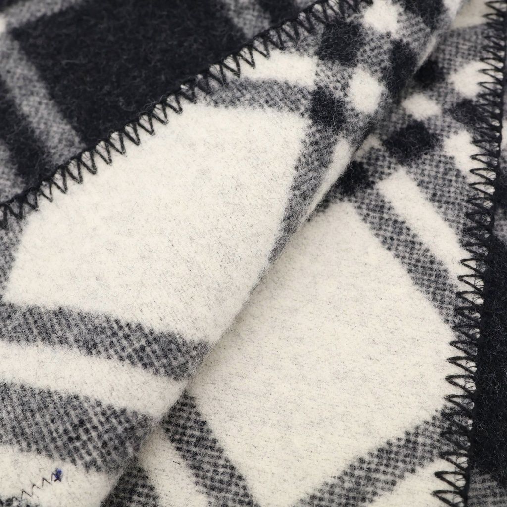 BURBERRY (バーバリー) ノバチェック総柄 ロゴパッチ ウール マフラー