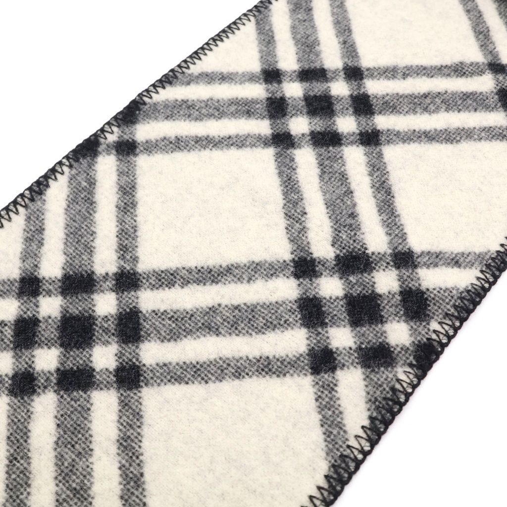 BURBERRY (バーバリー) ノバチェック総柄 ロゴパッチ ウール マフラー
