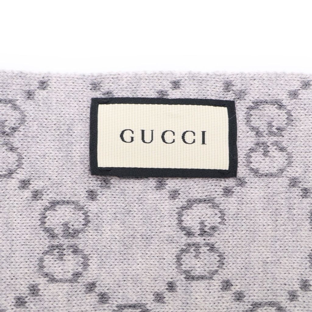 GUCCI (グッチ) GGロゴ 総柄 ウール ストール マフラー グレー 325806