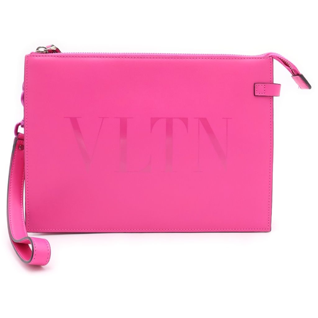 VALENTINO (ヴァレンティノ) 22AW VLTN カーフスキン ポーチ セカンドバッグ クラッチバッグ ピンク 1Y0P0P09CCV