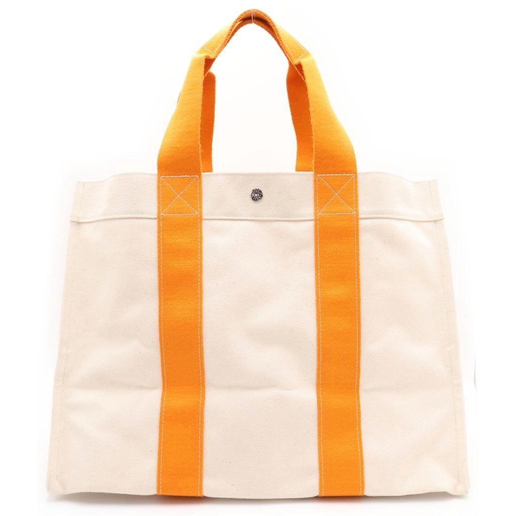 HERMES (エルメス) ■ボラボラGM トートバッグ ベージュ/オレンジ キャンバス/レザー