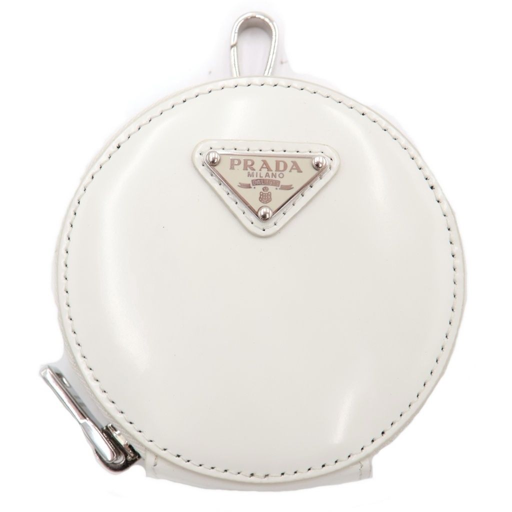 PRADA (プラダ) レザー ラウンド コインケース キーホルダー ホワイト 1TL431