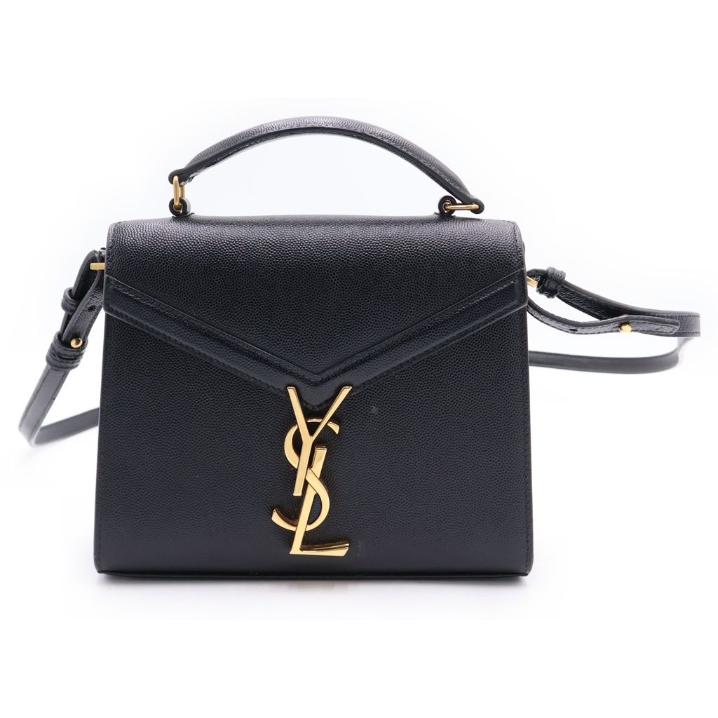 SAINT LAURENT PARIS (サンローランパリ) カサンドラ トップハンドル 2WAYショルダーバッグ ハンドバッグ ブラック レザー 623931 ゴールド金具