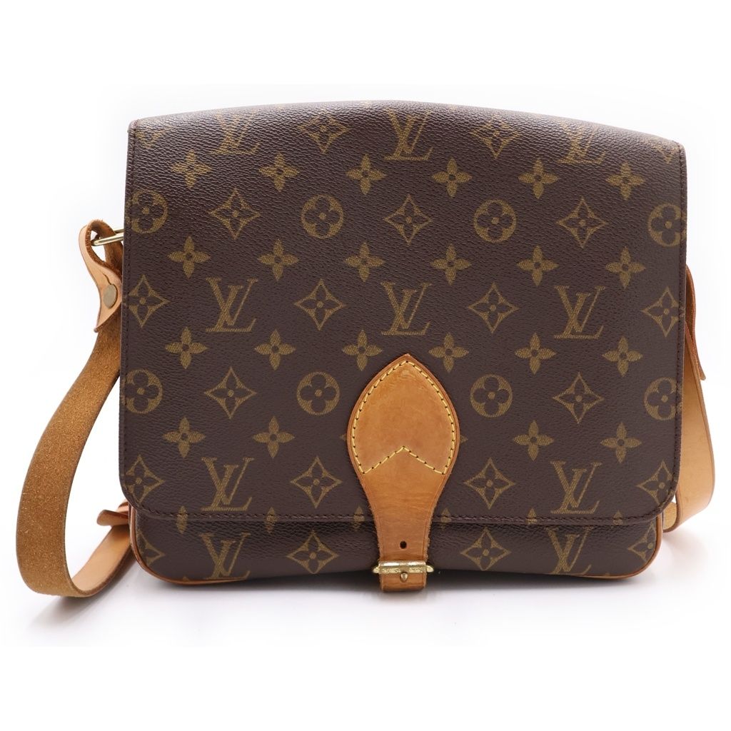LOUIS VUITTON (ルイヴィトン) モノグラム カルトシエールGM ショルダーバッグ ブラウン レザー×PVC M51252 ゴールド金具