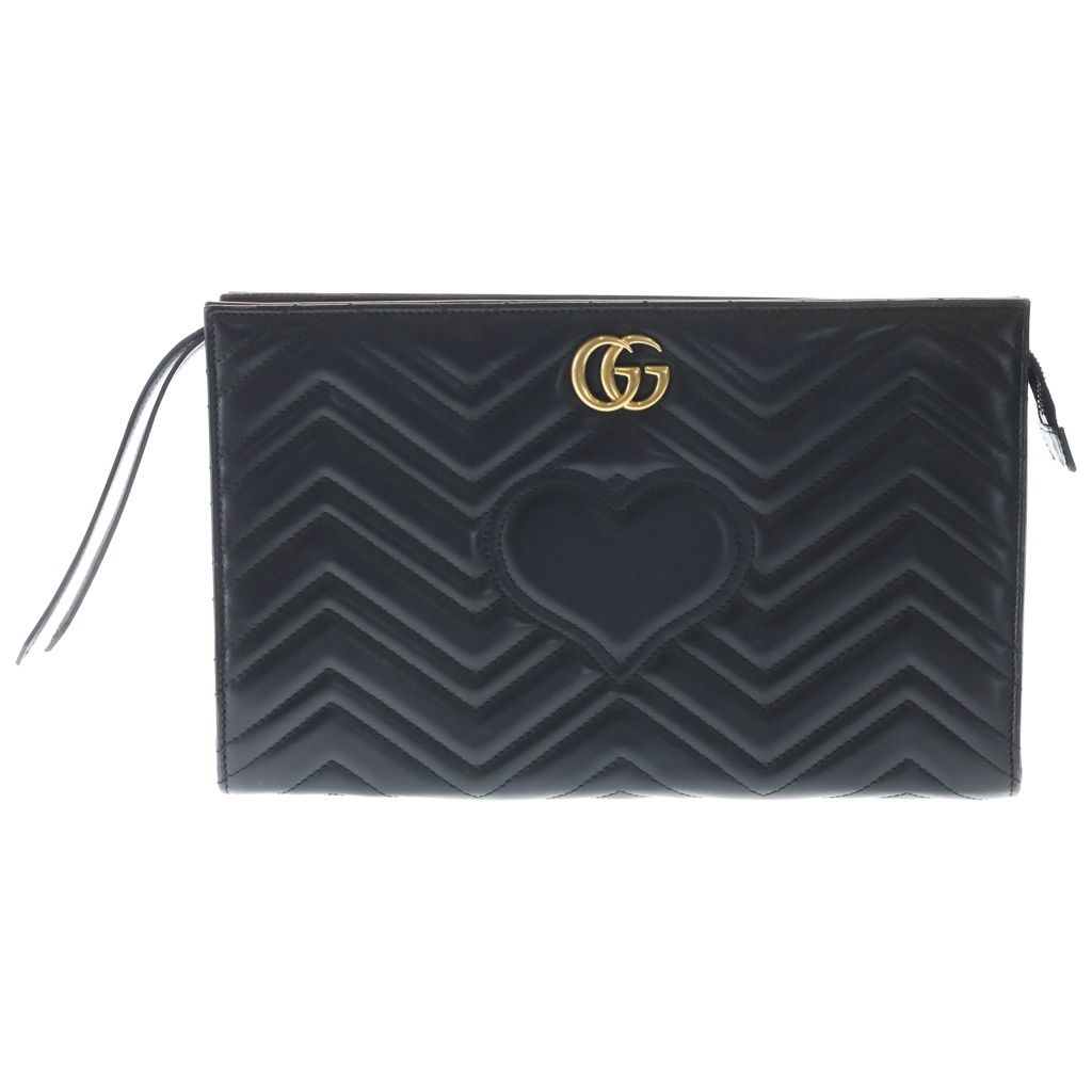 GUCCI (グッチ) GGマーモント クラッチバッグ セカンドバッグ ブラック レザー 448450 ゴールド金具