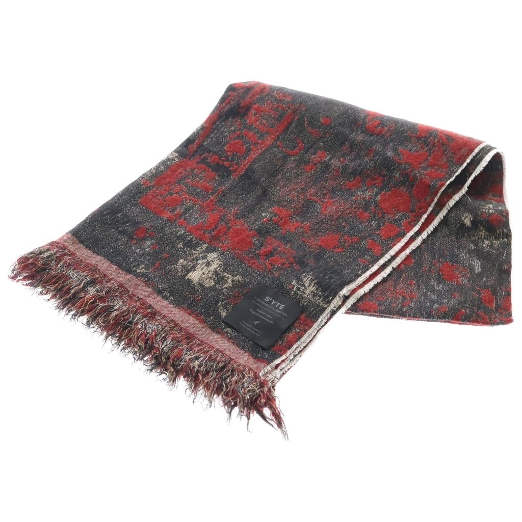 s'yte (サイト) FLORAL JACQUARD STOLE フローラルジャガードストール グレー/レッド UB-L15-024