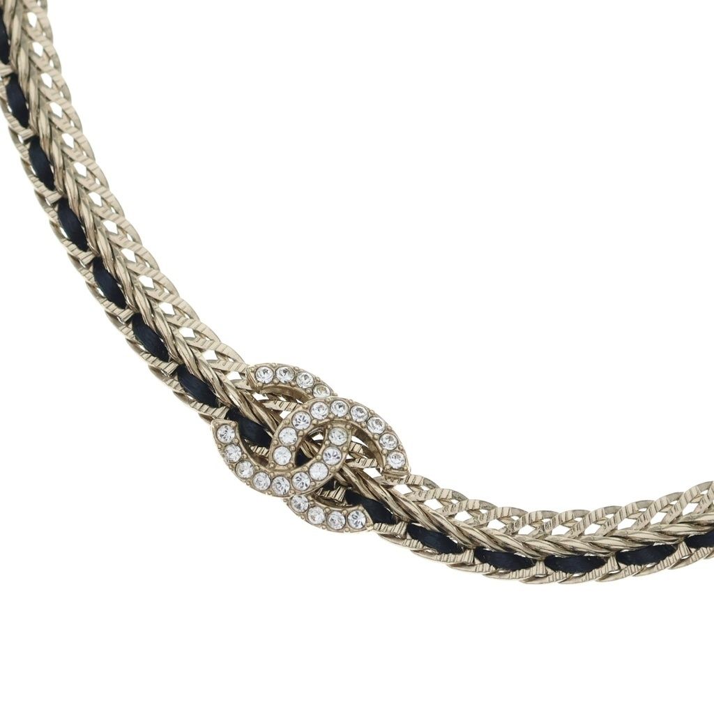 CHANEL (シャネル) ココマーク ラインストーン チョーカー ブラック×ゴールド GP B22S