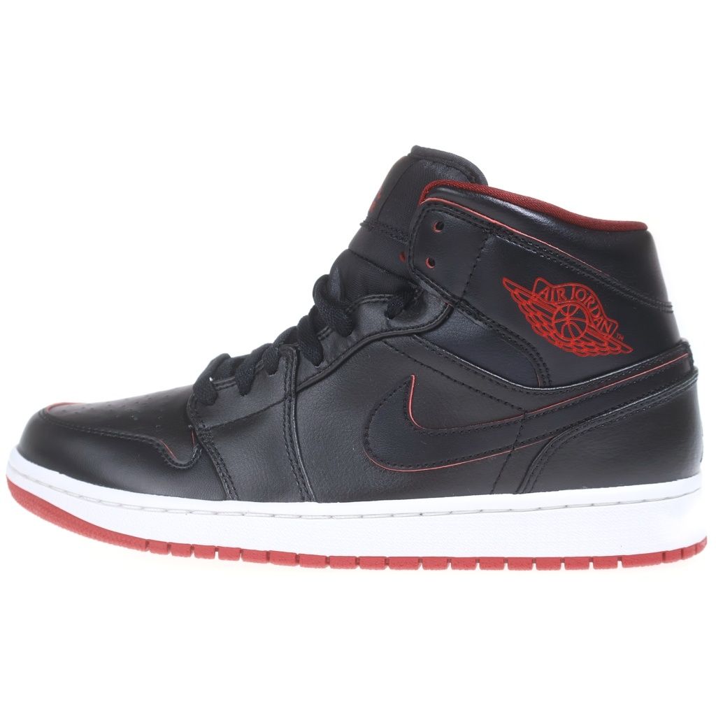 NIKE (ナイキ) 【観賞用 2015年製】 AIR JORDAN 1 RETRO MID エアジョーダン1 レトロ ミッドカットスニーカー ブラック/レッド US9.5/27.5cm 554724-028