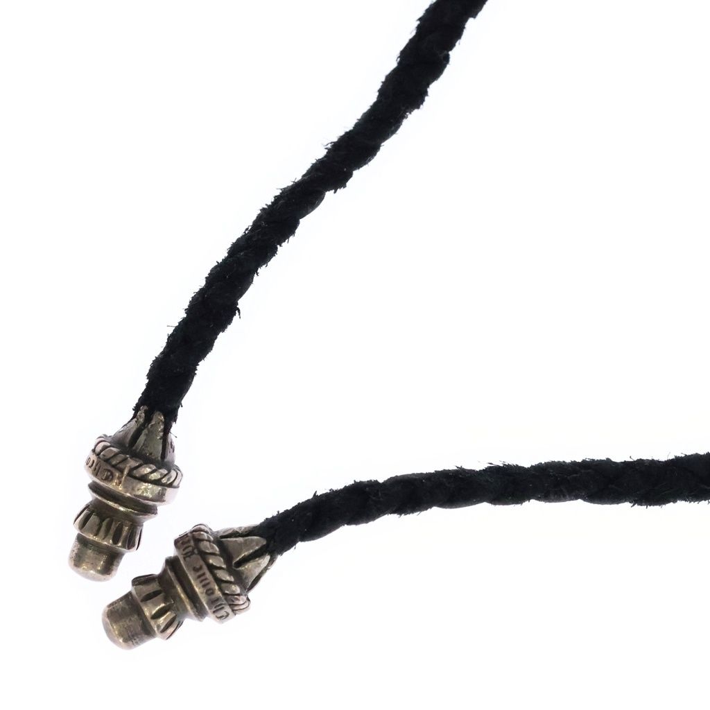 CHROME HEARTS (クロムハーツ) LEATHER BRAID SCROLL ネックレス レザーブレイドネックレス ブラック/シルバー BCA377
