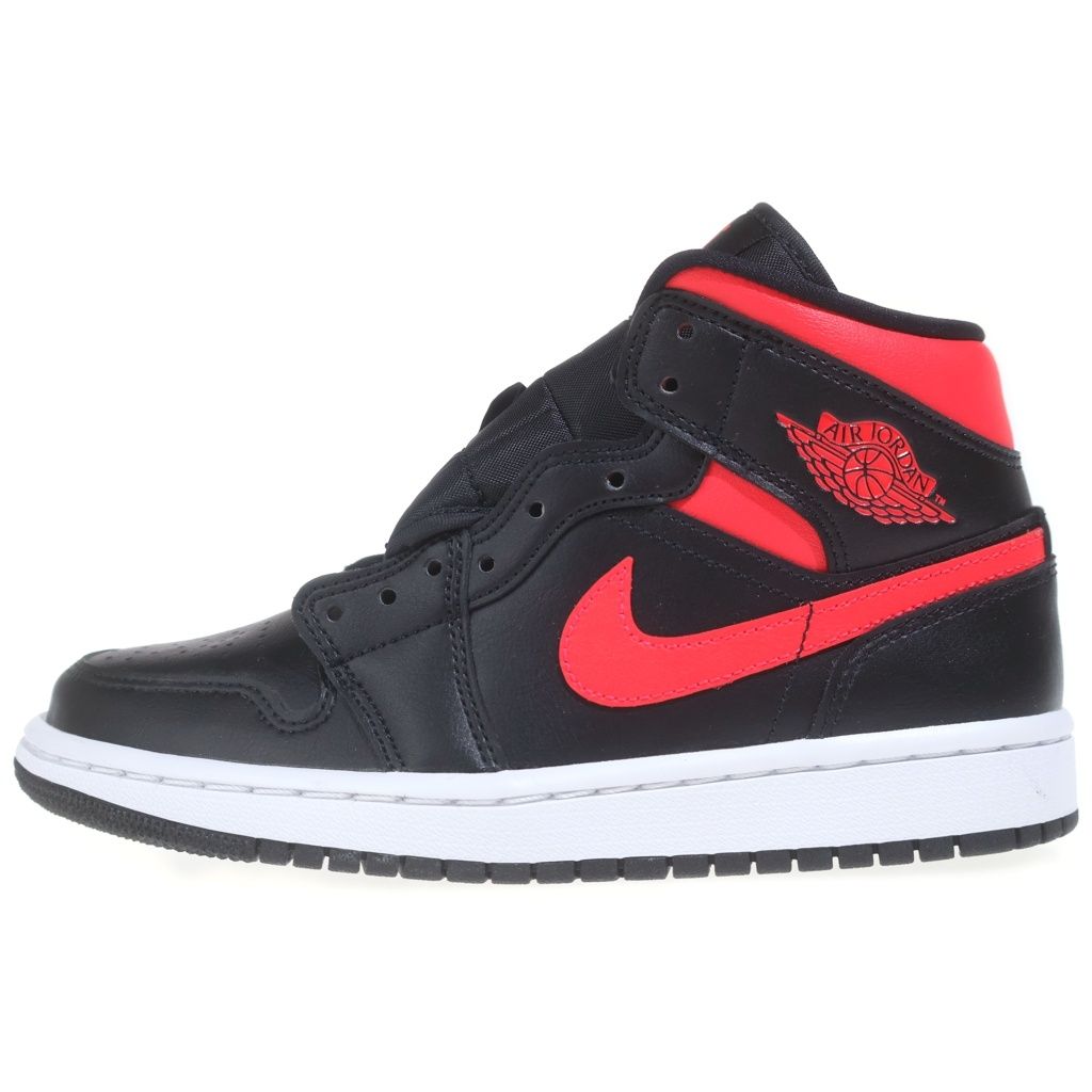 NIKE (ナイキ) WMNS AIR JORDAN 1 MID エアジョーダン 1 ミッドカットスニーカー レディース ブラック/レッド US6/23cm BQ6472-004
