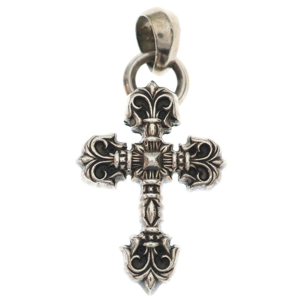CHROME HEARTS (クロムハーツ) FILIG CROSS-XSM W BALE フィリグリークロスXSベイル wベイル ネックレストップ シルバー BCA262
