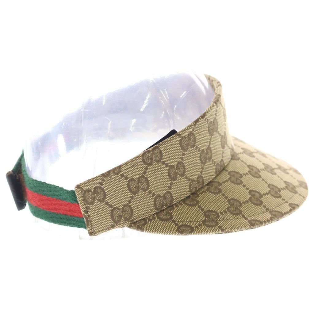 Gucci ベージュ サンバイザー　グッチ　キャップ GUCCI (グッチ) GGキャンバス シェリーライン サンバイザー キャップ
