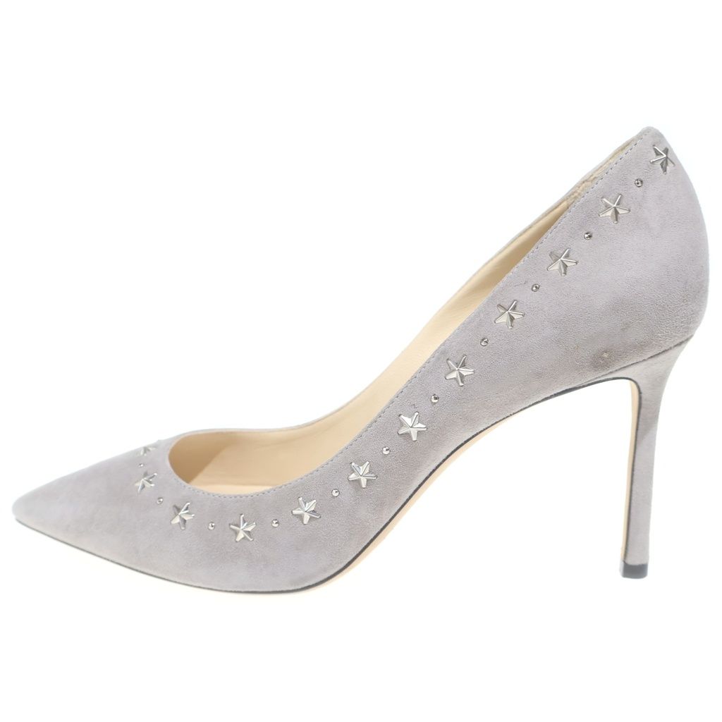 JIMMY CHOO (ジミーチュウ) スタースタッズ スエードレザー ヒール パンプス シューズ グレー レディース