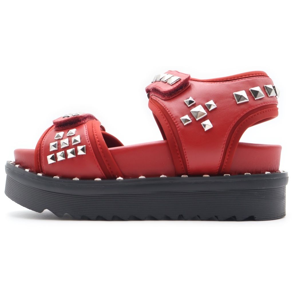 HYSTERIC GLAMOUR (ヒステリックグラマー) STUDDED FOOTBED SANDALS スタッズ フット ベッド サンダル レディース レッド 24cm 01201QS052
