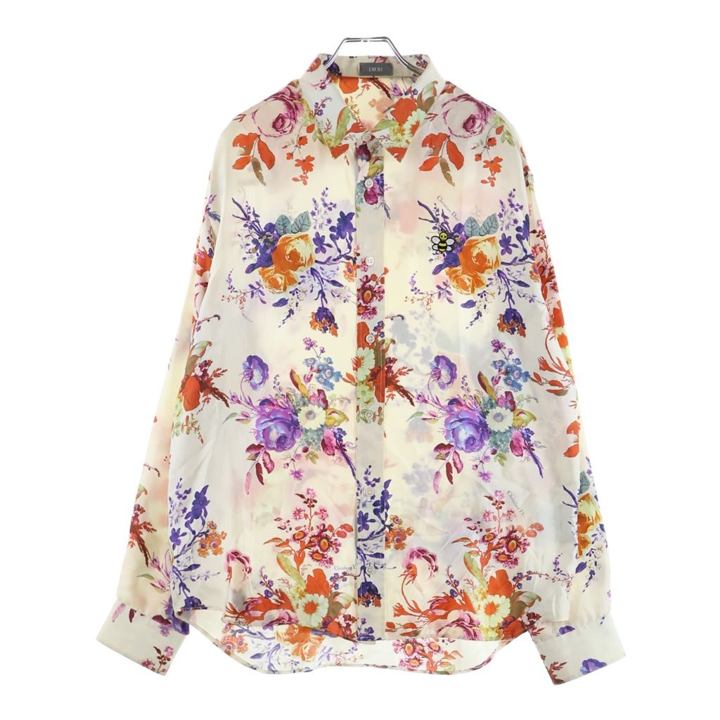DIOR (ディオール) 19SS ×KAWS カウズ BEEエンブロイダリー 総柄シルク長袖シャツ ホワイト 923C561W6016