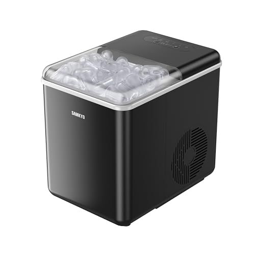 ☆新品☆SAMKYO 製氷機 家庭用 高速製氷 最短6分 自動洗浄機能 氷つくり機 2種類氷サイズ 1.5L 大容量水タンク 透明窓 小型 高速製氷機 水不足提示 コンパクト 静音 ポータブル ブラック IM12 5bf7f8f9