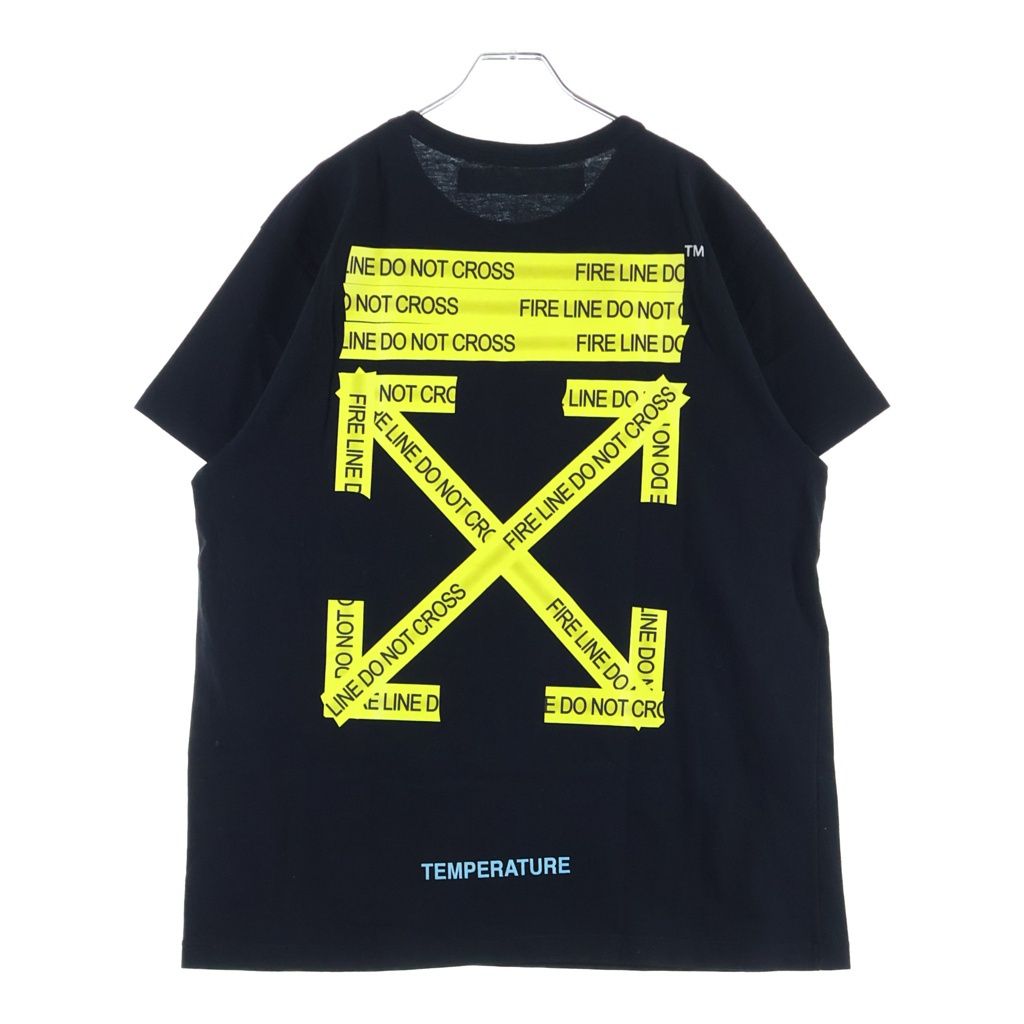 OFF-WHITE (オフホワイト) 18SS ファイヤーテープ Tシャツ ブラック #S OMAA002S18185006