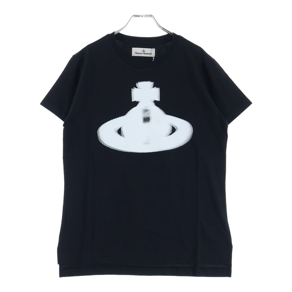 Vivienne Westwood (ヴィヴィアンウエストウッド) 25SS HALFTONE ORB PERU ハーフトーン オーブプリント クルーネック半袖Tシャツ カットソー レディース ブラック 3G01003H