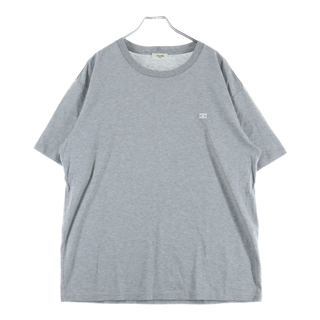 CELINE (セリーヌ) トリオンフロゴ刺繍 クルーネック 半袖Tシャツ カットソー グレー 2X04I6712Q.09MO
