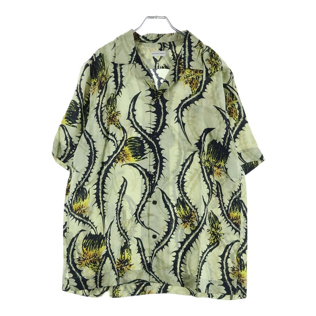 DRIES VAN NOTEN (ドリスヴァンノッテン) 25SS CARLTONE 1001 M.W.SHIRT カールトン ボタニカル総柄 レーヨン オープンカラー半袖シャツ ベージュ/ブラック 251-020742