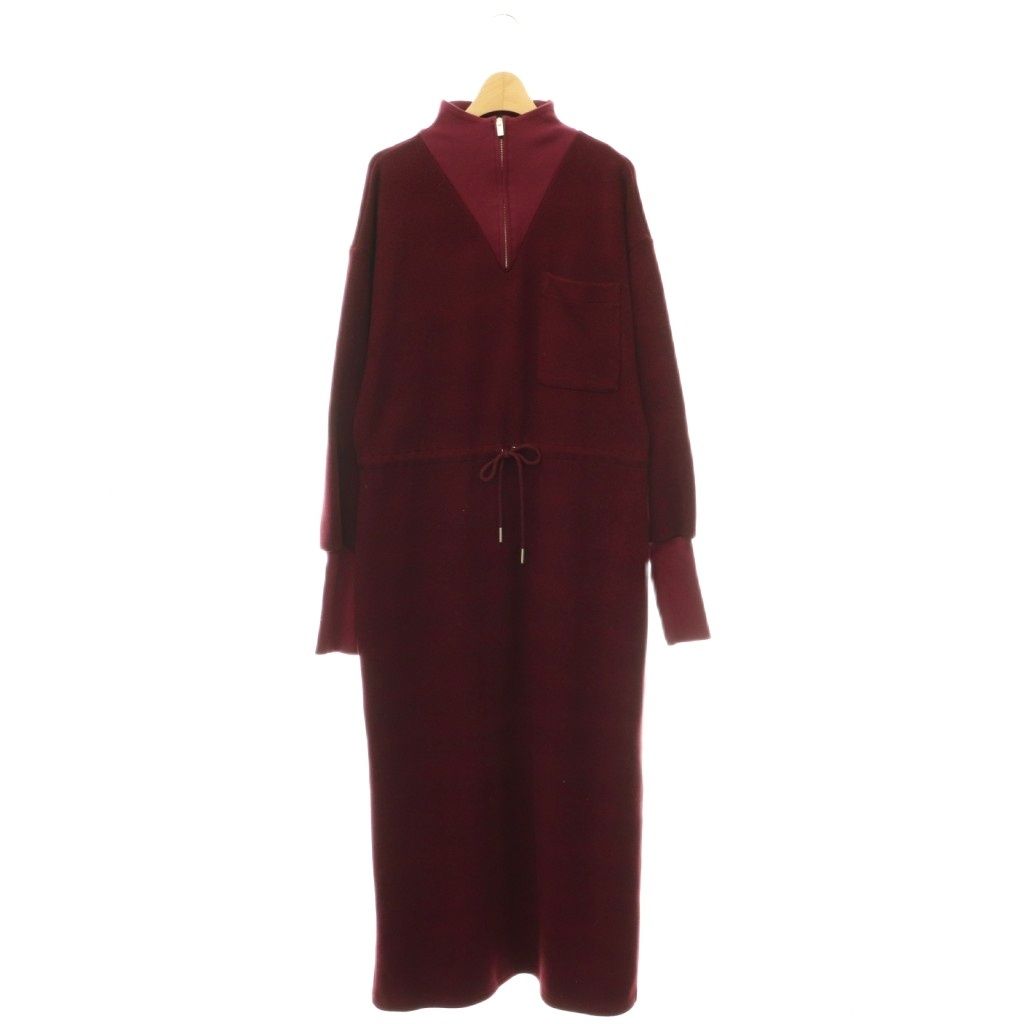 アメリヴィンテージ Ameri VINTAGE 24AW UND HALF ZIP SWEAT DRESS ワンピース ハーフジップ スウェットドレス スリット ロング 長袖 S ボルドー /HS ■OS
