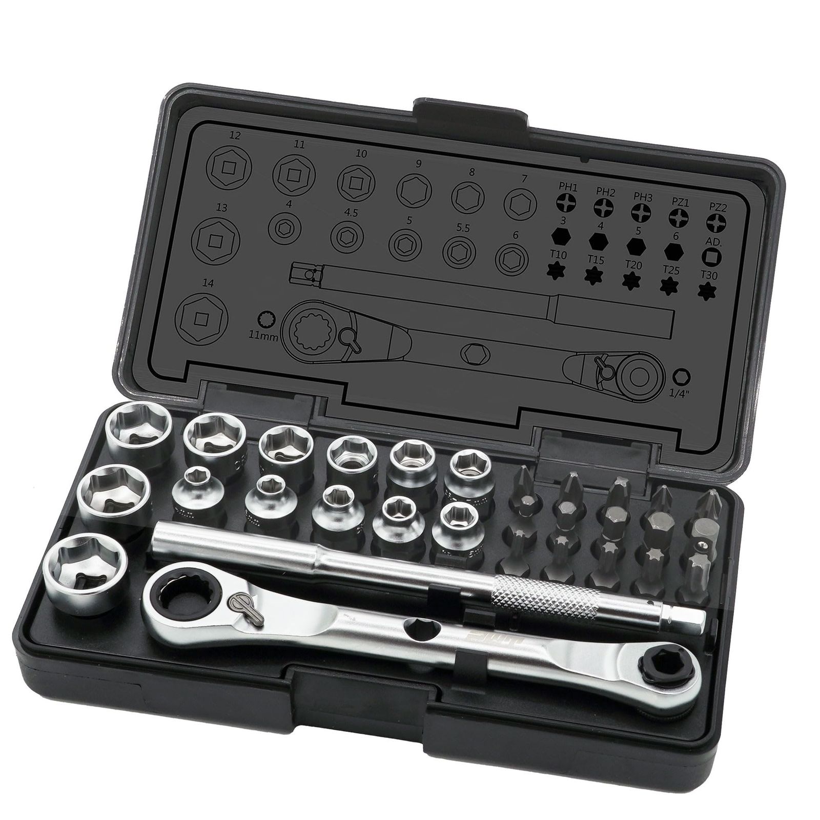 PWT ビット ソケットレンチセット 30点セット C30SSSET 日本 メーカー 1/4インチ スーパーショートソケット ビット ラチェット 工具セット 車 バイク DIY 整備用★m 3b3b84f3