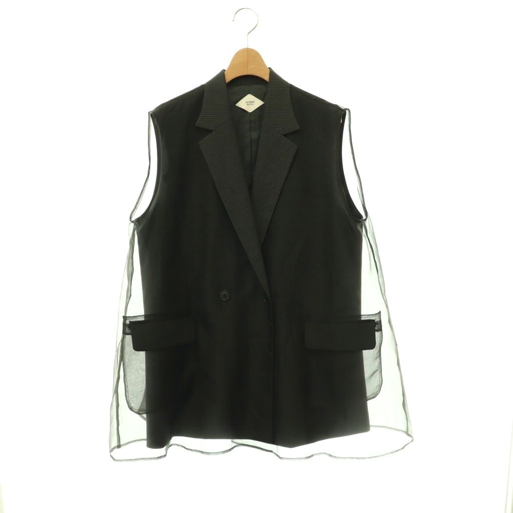 アメリヴィンテージ Ameri VINTAGE 25SS MEDI SHEER DOCKING LADY LIKE VEST ベスト ジレ シアー ストライプ M チャコールグレー /CX ■OS 13,230円