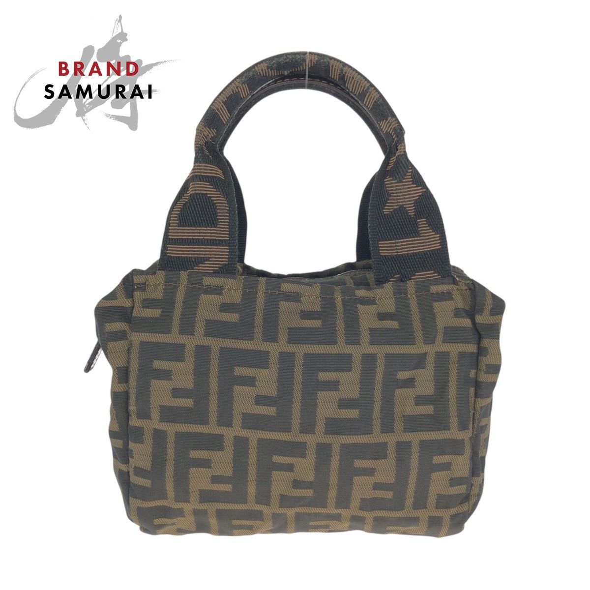 美品 FENDI フェンディ ズッカ ブラウン シルバー金具 キャンバス/レザー 2119 26541 099 ハンドバッグ レディース 602145【中古】