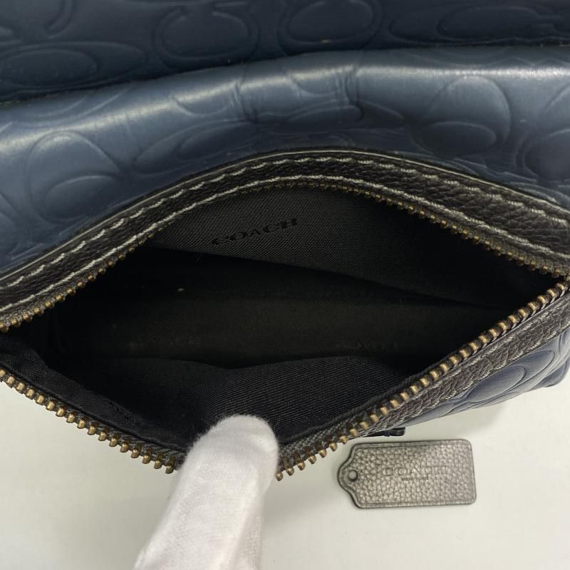 【中古】COACH シグネチャー エンボスバックパック ブルー L1880-680901 コーチ[24]