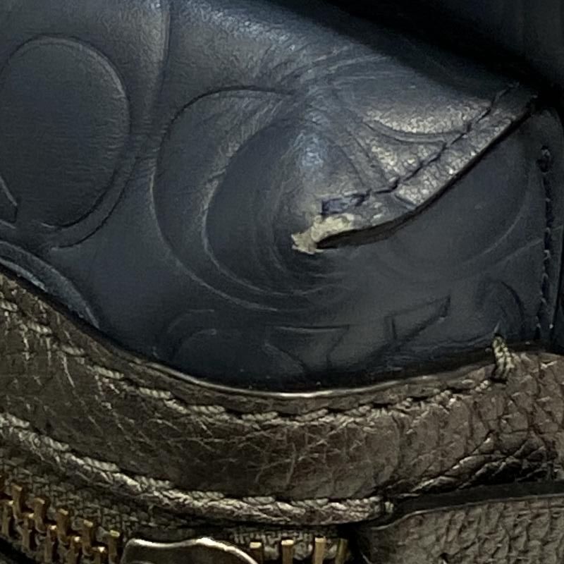 【中古】COACH シグネチャー エンボスバックパック ブルー L1880-680901 コーチ[24]