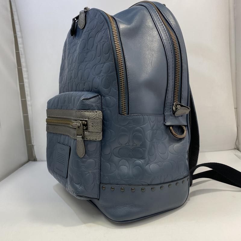 【中古】COACH シグネチャー エンボスバックパック ブルー L1880-680901 コーチ[24]