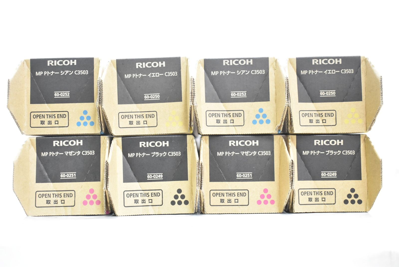未使用 RICOH 純正 トナー C3503 4色8本（シアン・マゼンタ・イエロー・ブラック×各2） リコー IT34TCPK610P -D-N15-byebye