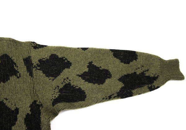 イッセイミヤケ メンISSEY MIYAKE MEN まだら柄織りニットセーター カーキ黒F イッセイミヤケ メンISSEY MIYAKE MEN まだら柄織りニットセーター カーキ黒F