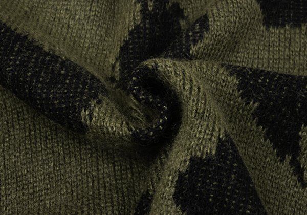 イッセイミヤケ メンISSEY MIYAKE MEN まだら柄織りニットセーター カーキ黒F イッセイミヤケ メンISSEY MIYAKE MEN まだら柄織りニットセーター カーキ黒F