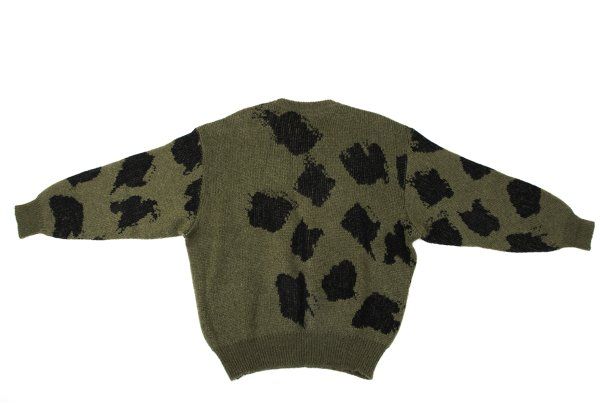 イッセイミヤケ メンISSEY MIYAKE MEN まだら柄織りニットセーター カーキ黒F イッセイミヤケ メンISSEY MIYAKE MEN まだら柄織りニットセーター カーキ黒F