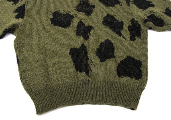 イッセイミヤケ メンISSEY MIYAKE MEN まだら柄織りニットセーター カーキ黒F イッセイミヤケ メンISSEY MIYAKE MEN まだら柄織りニットセーター カーキ黒F