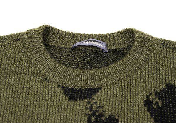 イッセイミヤケ メンISSEY MIYAKE MEN まだら柄織りニットセーター カーキ黒F イッセイミヤケ メンISSEY MIYAKE MEN まだら柄織りニットセーター カーキ黒F